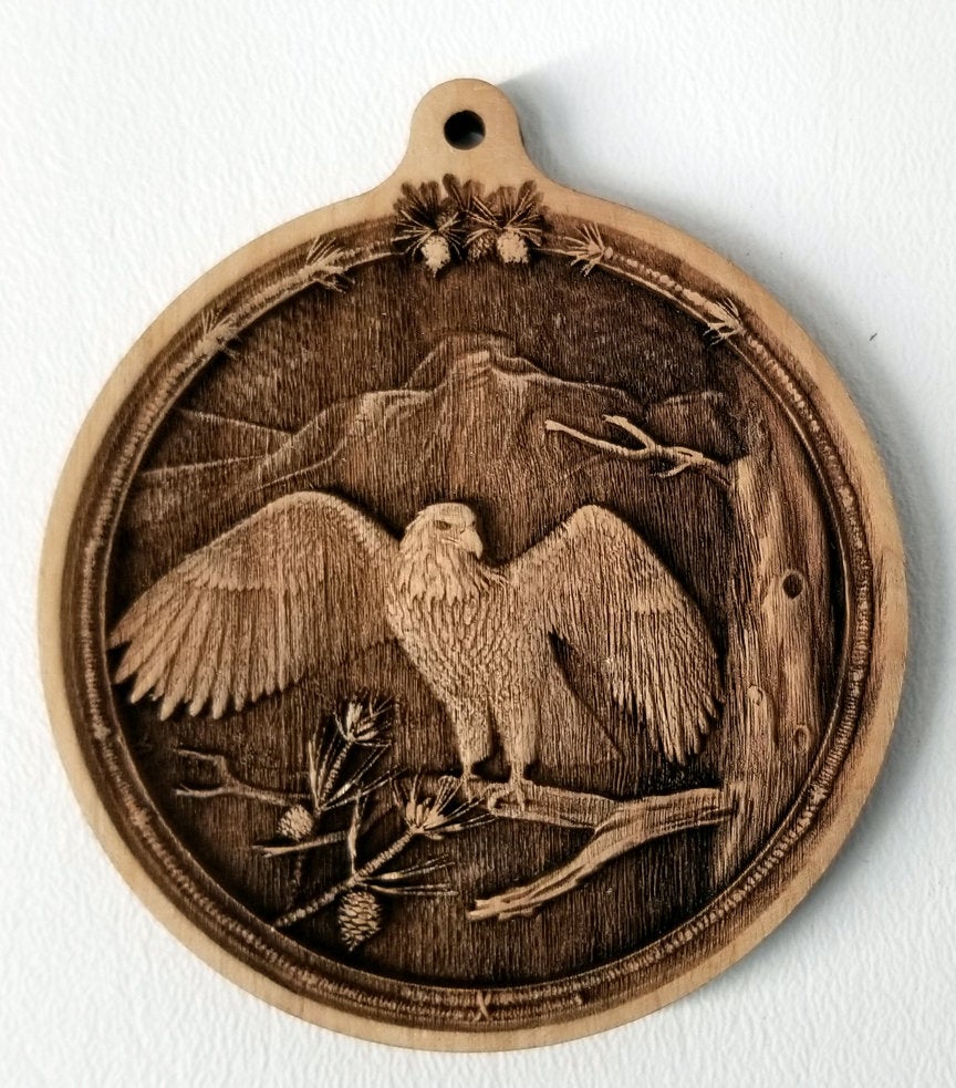 3D Wooden Ornament Eagle in Tree Ornament wood ornament laser ornament