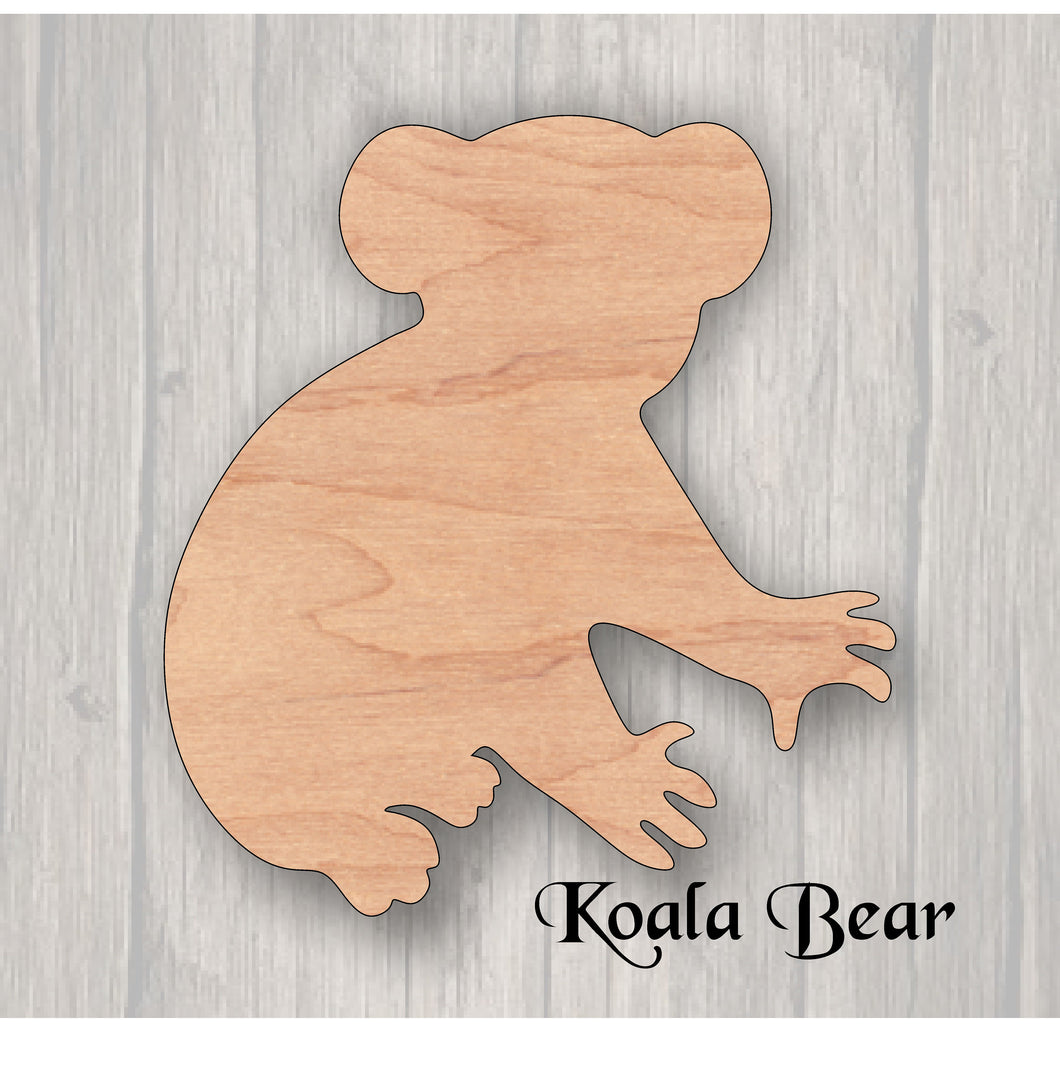 Koala Bear. Unfinished wood cutout.  Wood cutout. Laser Cutout. Wood Sign. Sign blank. Ready to paint. Door Hanger. Wildlife