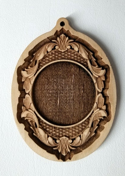 Carved Wooden Frame Ornament Wood Frame ornament Laser Engraved
