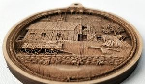3D Wooden Barn Ornament Hay Barn Laser Engraved wood ornament