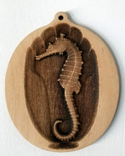 Load image into Gallery viewer, 3D Wooden Sea horse Ornament Seahorse Ornament Laser Engraved
