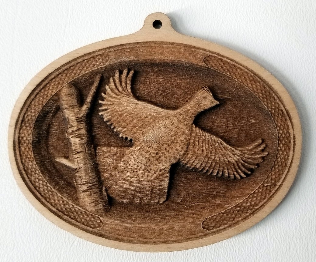 3D Wooden Ruffed Grouse Ornament Ruffed Grouse Engraving Laser Engraved