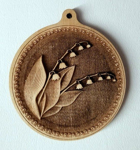 3D Wooden Ornament Lilly of the Valley Laser Engraved ornament