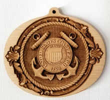Load image into Gallery viewer, Wood Ornaments Coast Guard ornament 3D USCG Ornament wooden ornament
