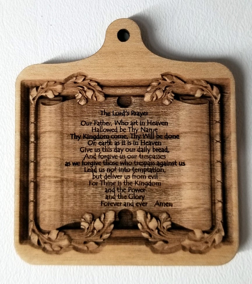 Wood Ornament Lord's Prayer Ornament bible text bible ornament Laser Engraved