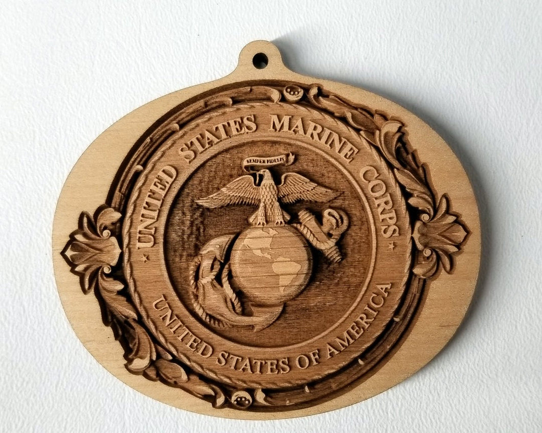 Wood Ornaments Marine Corps Ornament USMC Ornament EGA Ornament Eagle Globe and Anchor