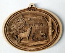 Load image into Gallery viewer, Timber wolves Ornament Wooden wolves ornament Laser Engraved
