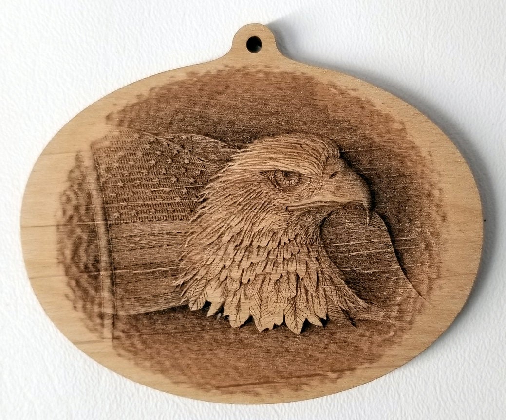 3D Wood Ornaments Eagle Ornament Flag Ornament wood ornament Laser Engraved