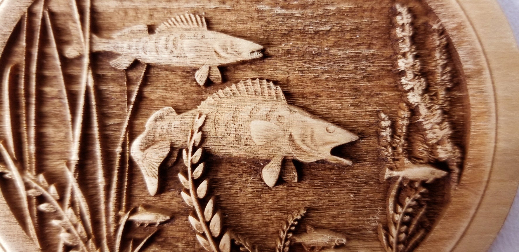 Fishing Engraved Wood Ornament