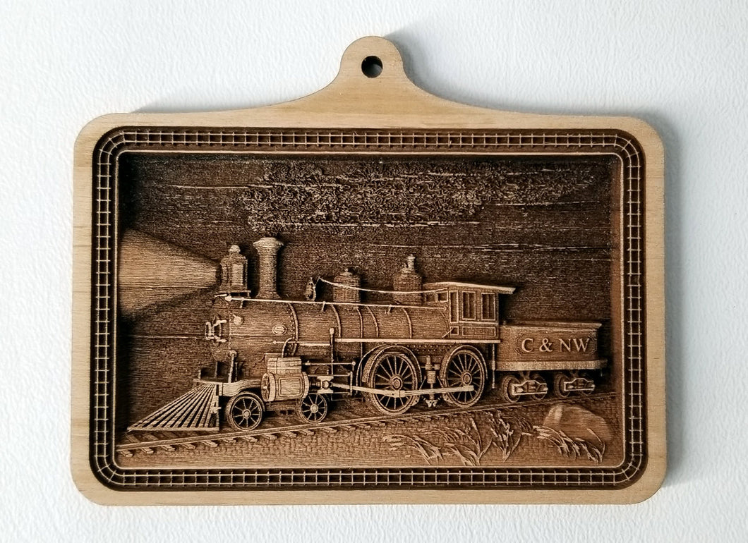 Steam Train 3D Ornaments Train Ornament wooden steam train ornament Locomotive ornament Laser Engraved