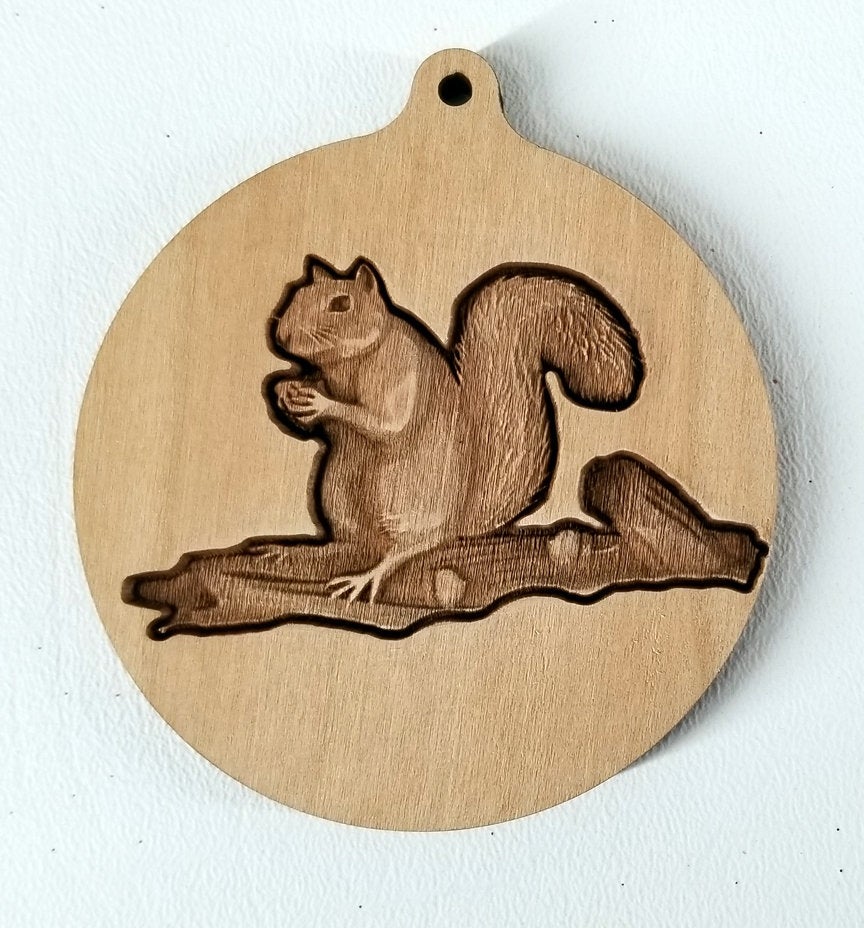 3D Wooden Squirrel Ornament Squirrel ornament Laser Engraved squirrel engraving