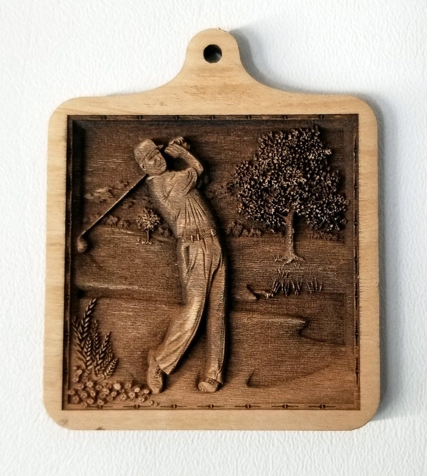 Golfer Ornament Wooden Ornament Golfer Laser Engraved