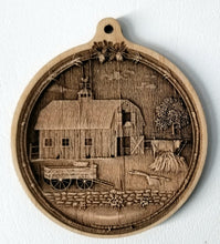 Load image into Gallery viewer, 3D Wooden Barn Ornament Hay Barn Laser Engraved wood ornament
