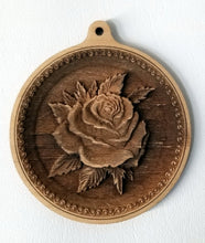 Load image into Gallery viewer, 3D Wooden Rose Ornament Rose ornament Laser Engraved rose
