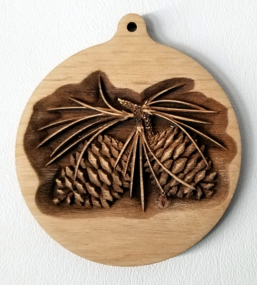 3D Wooden Pine Cone Ornament Pine Cone Laser Engraved