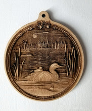 Load image into Gallery viewer, 3D Wooden Loon Ornament Loon with Chick Laser Engraved

