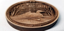 Load image into Gallery viewer, 3D Wooden Loon Ornament Loon with Chick Laser Engraved
