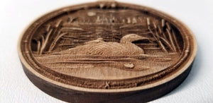 3D Wooden Loon Ornament Loon with Chick Laser Engraved